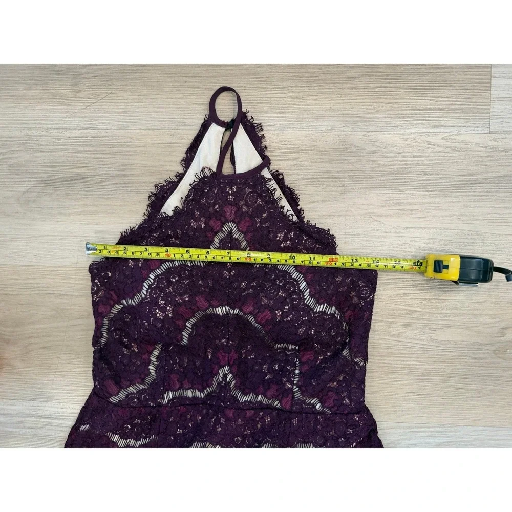 Francesca's Burgundy Lace‎ Overlay Halter Dress Junior Medium Mini Party Dress